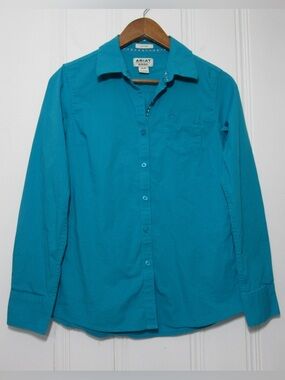Ariat R.E.A.L. Turquoise Western Cowgirl Button Down Shirt Size Medium
